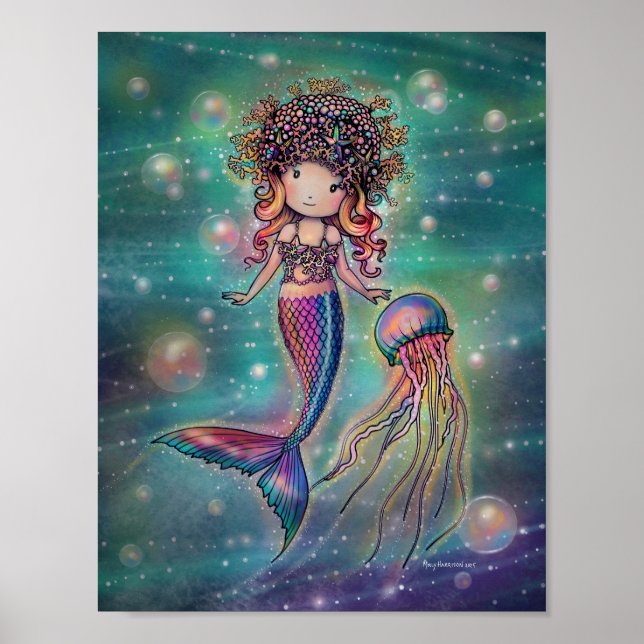 Söt sjöjungfru och maneter-affisch Molly Harrison Poster (Framsidan)