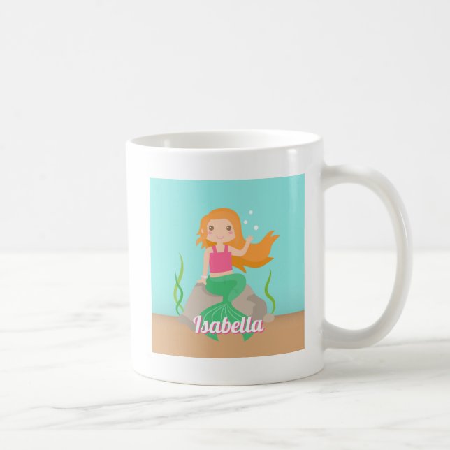 Söt sjöjungfru på klippa Flickor Personlig Kaffemugg (Höger)