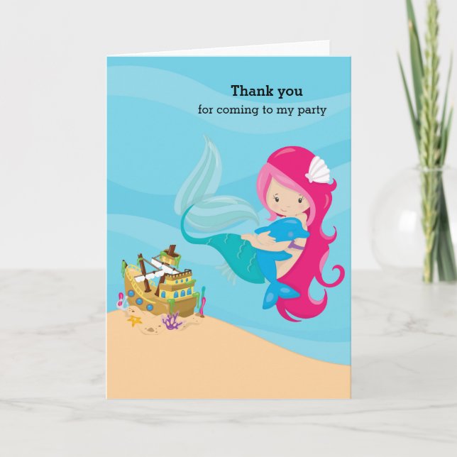 Söt sjöjungfru tack kort (Framsida)