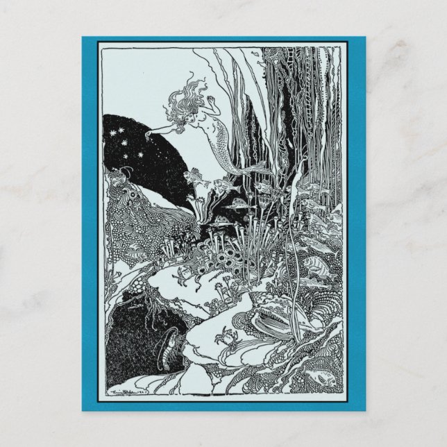 Söt Sjöjungfru under havet Vykort (Framsida)