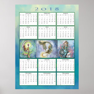 Söt sjöjungfrukalender 2018 Poster
