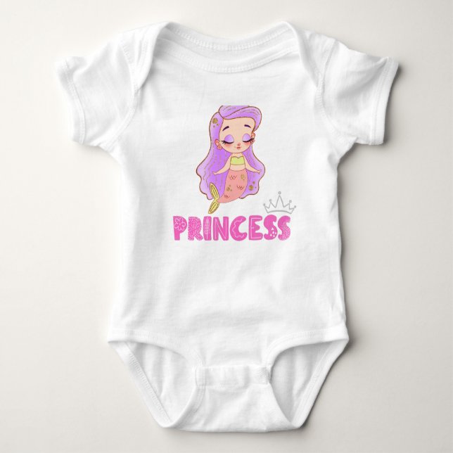 Söt sjöjungfruprinsessa Baby Body T Shirt (Framsida)