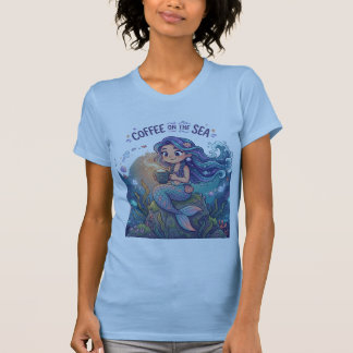 Söt sjökaraktär med kaffekovän t shirt