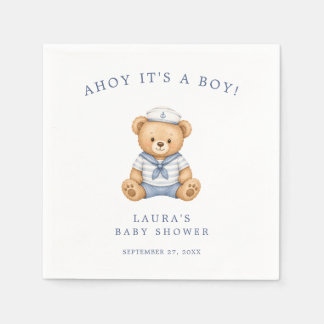 Söt sjöman Teddybjörn Nautilus Baby Boy Shower Pappersservett