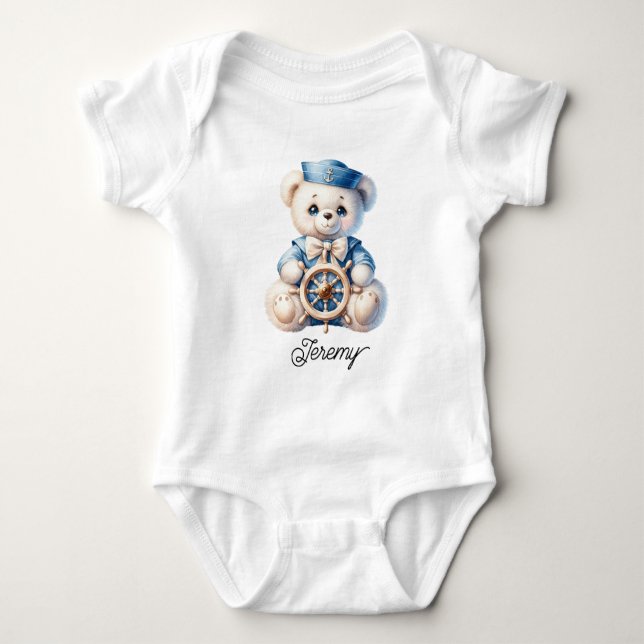Söt sjöman teddybjörn t shirt (Framsida)