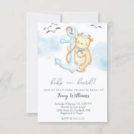 Söt sjömanbjörn baby shower inbjudan