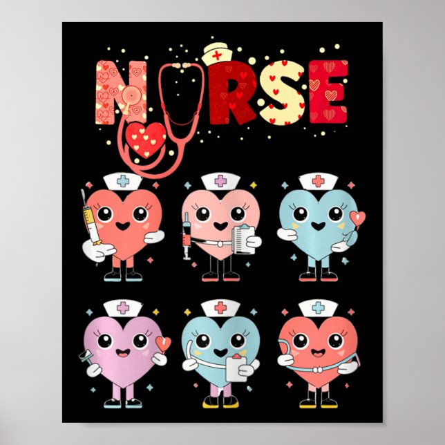 Söt sjuksköterska hjärtan valentin design för häls poster (Framsidan)
