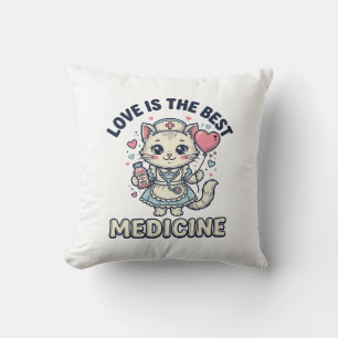 Söt sjuksköterska katt kärlek är den bästa medicin kudde