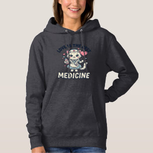 Söt sjuksköterska katt kärlek är den bästa medicin t shirt