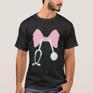 Söt sjuksköterska kokett båge stetoskop medicinsk t shirt