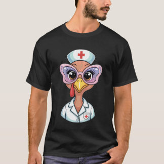 Söt sjuksköterska Turkiet ansikte solglasögon fjär T Shirt