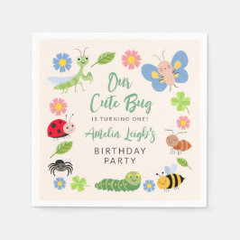 Söt skalbagge nyckelpiga fjäril barn 1-års födelse pappersservett
