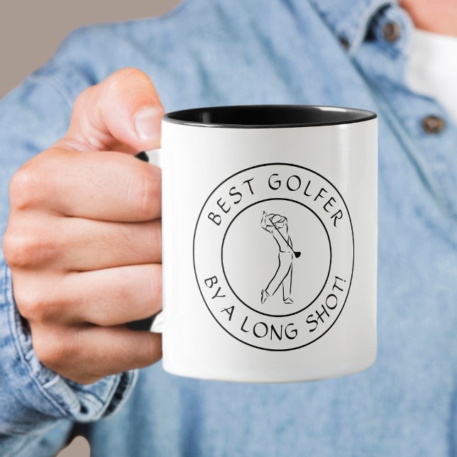 Söt skämtspråk Bästa golfspelare Långt skott för h Mugg (Cute Pun Best Golfer Long Shot For Him Black White Mug)