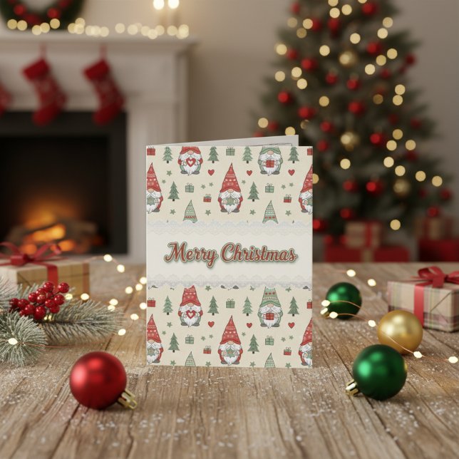 Söt skandinavisk jul-tomte julkort –  helgkort (Skapare uppladdad)