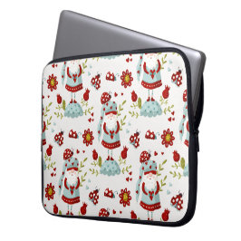 Söt skandinavisk tomte blommönster laptop fodral