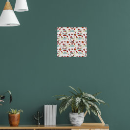 Söt skandinavisk tomte blommönster poster
