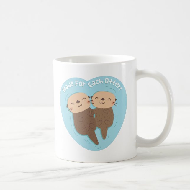 Söt Skapad För Varann Utter Puns Kaffemugg (Höger)