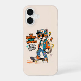 Söt Skateboard Katt Graffiti Streetwear Tecknad iP