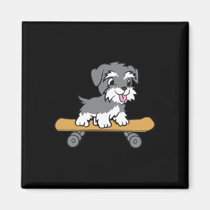 Söt skateboardande schnauzerhund miniatyr schnauze magnet