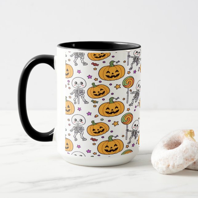 Söt skelett kul för Halloween Mugg (Med munk)
