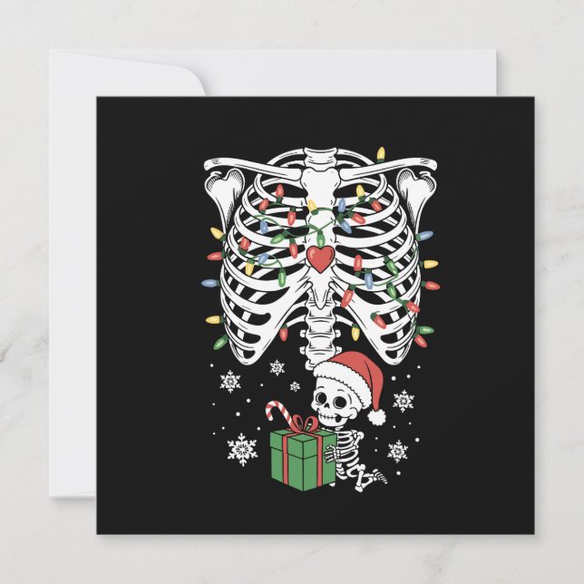 Söt skelettbebis jul graviditet mamma julkort (Framsida)