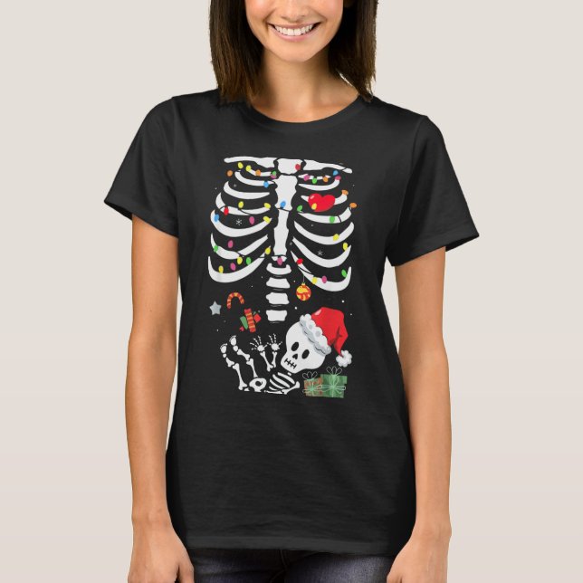 Söt skelettbebis jul graviditet mamma t shirt (Framsida)