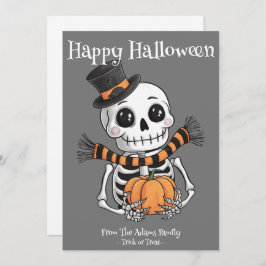 Söt skelettillustration platt högtidskort julkort