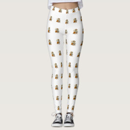 Söt skelettkatt med pumpa  leggings