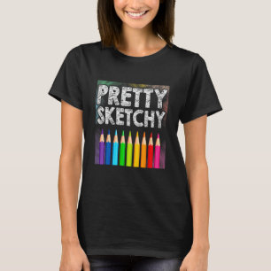 Söt Sketchy Artist Pencil Sketch Sketching Pai T Shirt