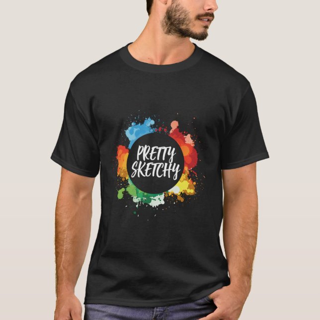 Söt Sketchy Distress Artist T Shirt (Framsida)