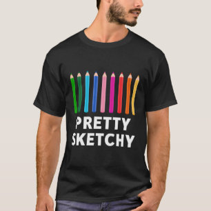 Söt Sketchy Roligt Art Älskare Färgpenna Artist T Shirt