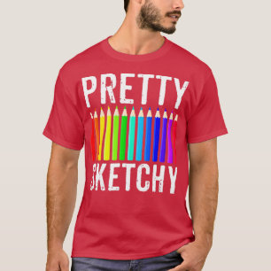 Söt Sketchy Roligt Art Älskare Färgpennas Artis T Shirt