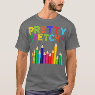 Söt Sketchy Roligt Art Älskare Färgpennas Artis T Shirt