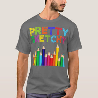 Söt Sketchy Roligt Art Älskare Färgpennas Artis T Shirt