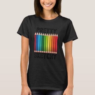 Söt Sketchy Roligt Färgpennas Artists T Shirt