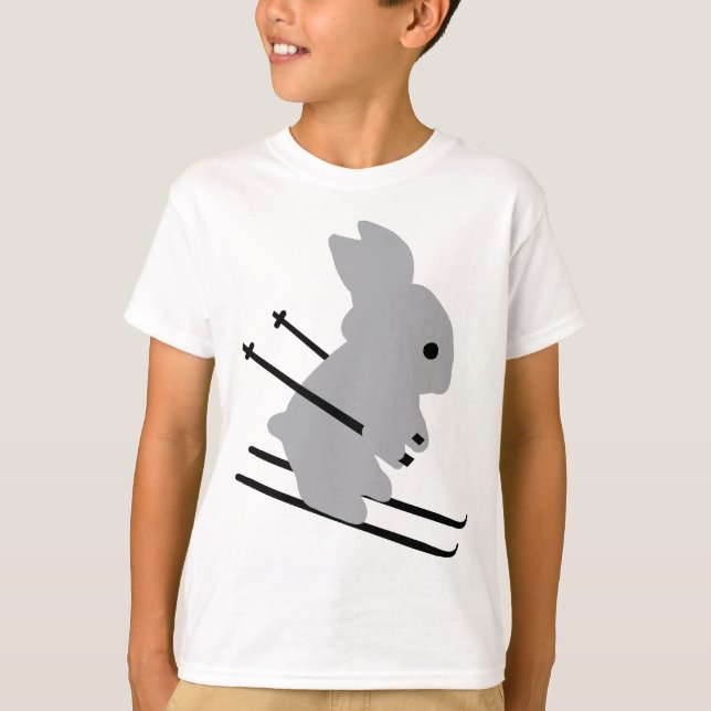 Söt skidbunny snö skiing t shirt (Framsida)