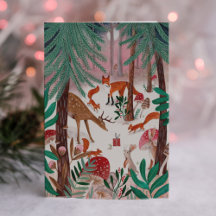 Söt skog grön & rosa skogsdjur Skog