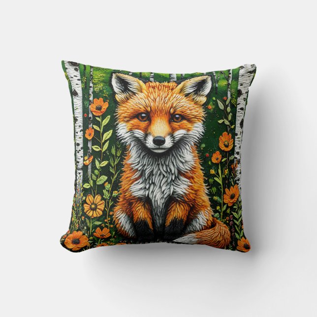 🦊🌲 Söt Skog Räv Mysig Dekoration Present ✨ Kudde (Framsida)