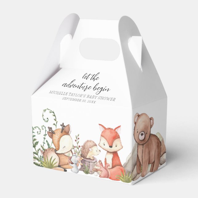 Söt skogs djur Baby shower Presentaskar (Framsidan Sidan)