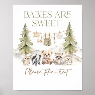 Söt Skogsäventyr för Pojke Baby Shower Poster