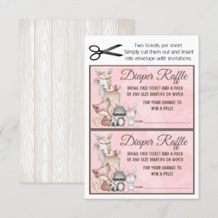 Söt skogsbarn blöjlotteri-insats inbjudningar