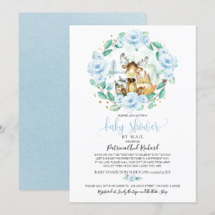 Söt skogsblomma grönska baby shower via post inbjudningar