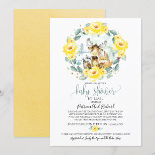 Söt skogsblomma grönska baby shower via post inbjudningar