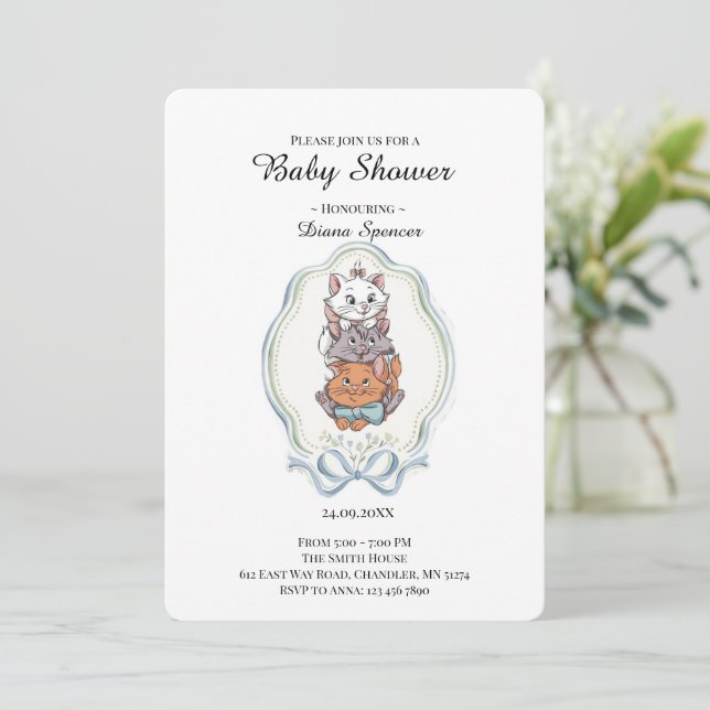 Söt Skogsdjur Baby Shower Inbjudan (Stående Fram)