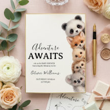 Söt Skogsdjur Baby Shower Inbjudan