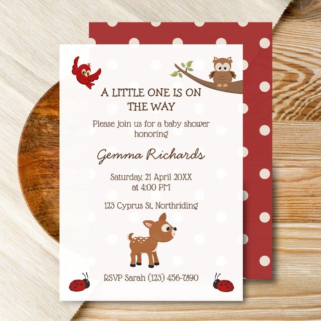 Söt SkogsDjur Baby Shower Inbjudan (Woodland baby shower invitation mockup)