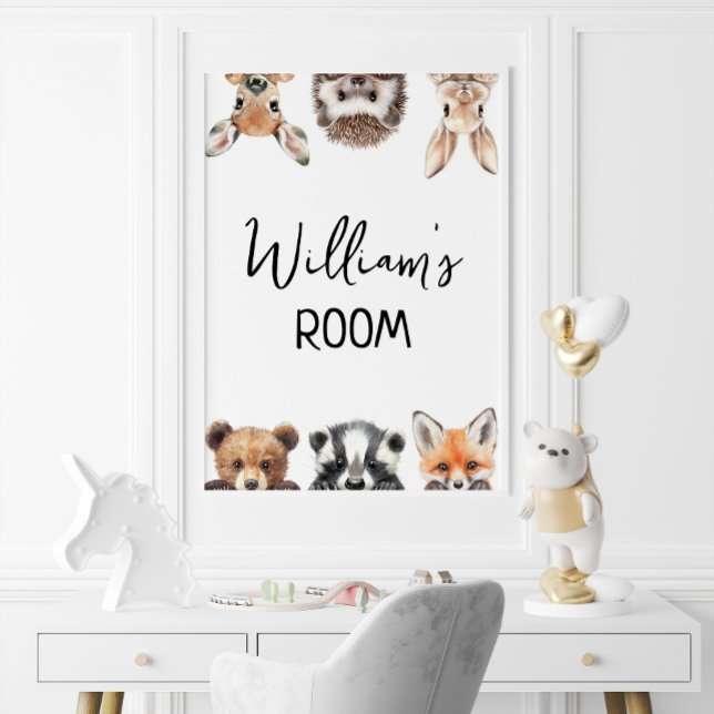 Söt skogsdjur Bebis Nurseryrum Poster (Cute Woodland Animals Baby Nursery Room Poster)