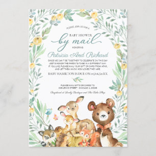 Söt Skogsdjur Grönska Baby Shower Per Post Inbjudningar