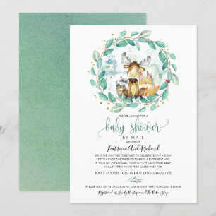 Söt Skogsdjur Grönska Baby Shower Per Post Inbjudningar