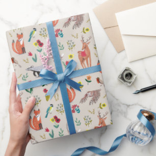 Söt skogsdjur Neutral Baby Shower Presentpapper